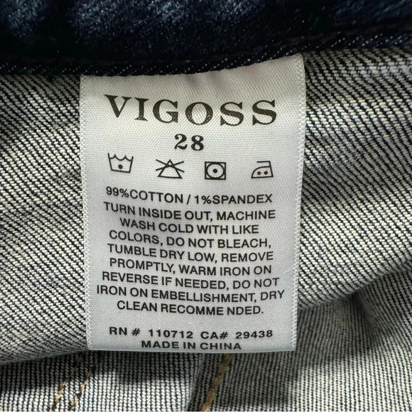 Vigoss Stevie Crop Straight Leg Jeans Sz 28 Blue Vintage Wash Patch Pocket 30x26 - Picture 9 of 9